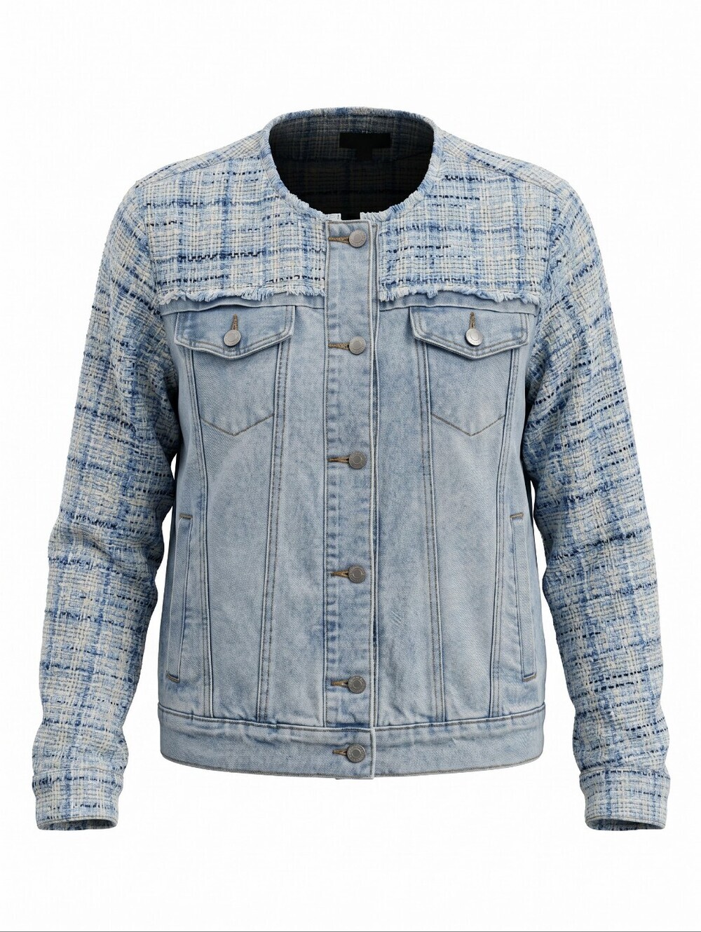 VENUS Blue Denim and Tweed Jacket Vintage Feminine Festival